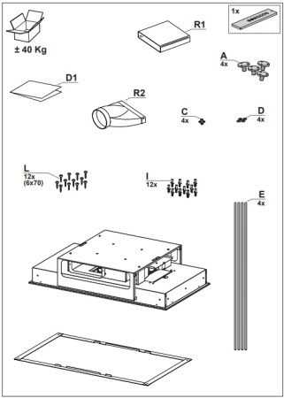 Встраиваемая в потолок вытяжка Faber INSIDE UP IX KL A90