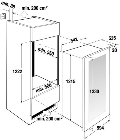 Встраиваемый холодильник для охлаждения вина Kuppersbusch FWK 4800.0 S3