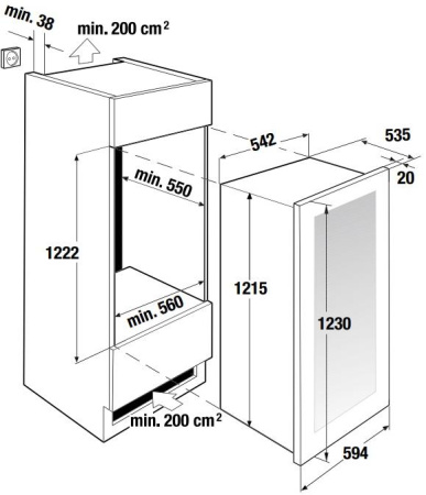 Встраиваемый холодильник для охлаждения вина Kuppersbusch FWK 4800.0 S2