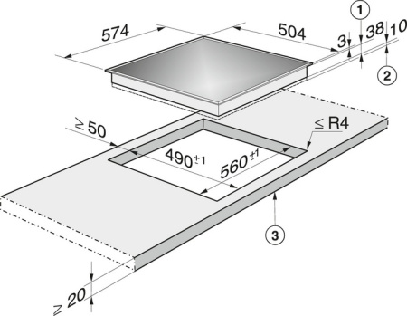 Зависимая стеклокерамическая панель Miele KM 6061
