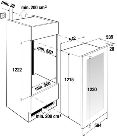 Встраиваемый холодильник для охлаждения вина Kuppersbusch FWK 4800.0 S7