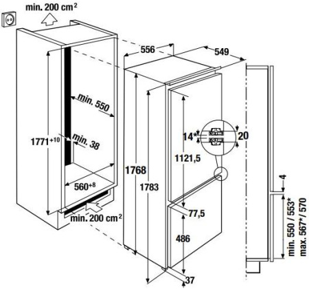 Встраиваемый холодильник Kuppersbusch FKGF 8800.1