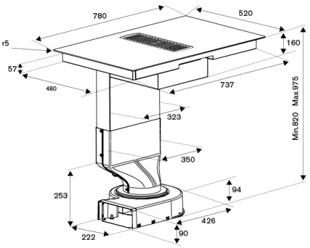 Варочная панель со встроенной вытяжкой Bertazzoni P784ICHNE