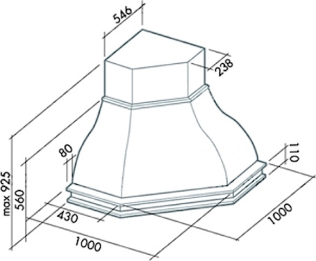 Вытяжка Falmec Iris Piastrelata ANG (600) S орех