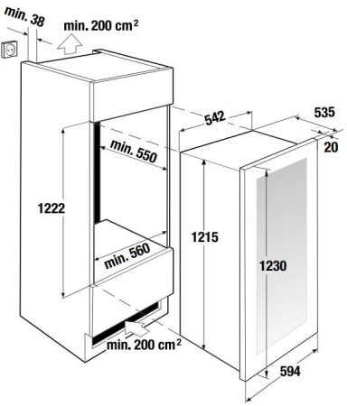 Встраиваемый холодильник для охлаждения вина Kuppersbusch FWK 4800.0 S1