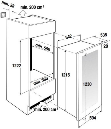 Встраиваемый холодильник для охлаждения вина Kuppersbusch FWK 4800.0 S8