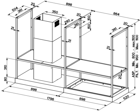 Вытяжка Faber T-SHELF EV8 TITANIUM MATT A180