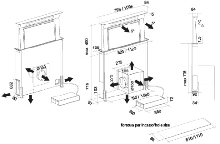 Вытяжка Falmec Down Draft 120 vetro ECP black