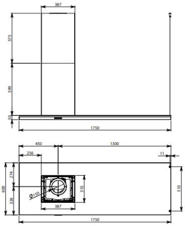 Островная вытяжка Falmec LUMEN ISOLA NRS 175 DX