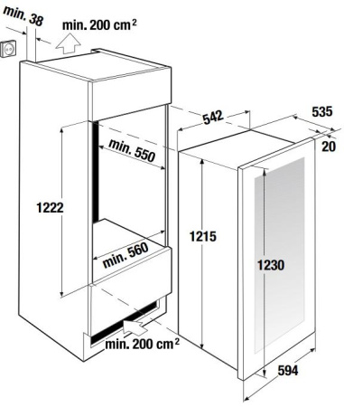 Встраиваемый холодильник для охлаждения вина Kuppersbusch FWK 4800.0 S4