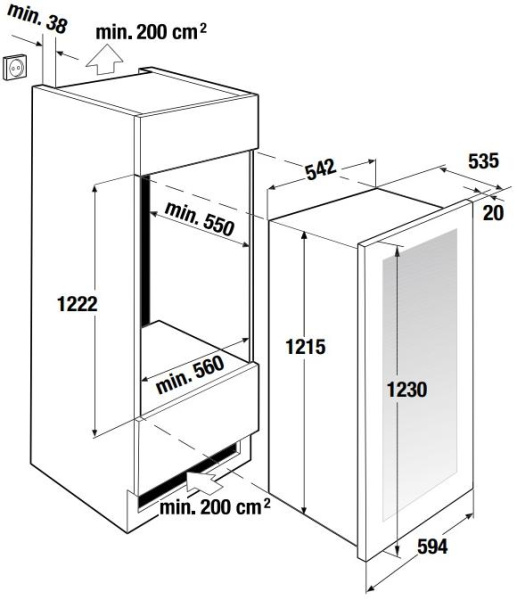 Встраиваемый холодильник для охлаждения вина Kuppersbusch FWK 4800.0 S5