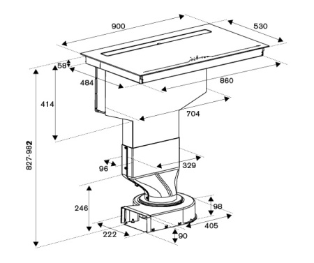 Варочная панель со встроенной вытяжкой Bertazzoni P904IBHNE