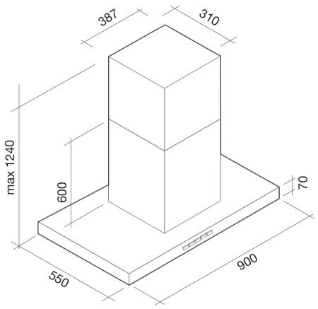 Вытяжка Falmec Lumina isola 90 ix (800) NRS ECP